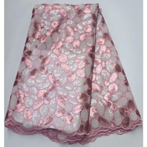 Latest Organza Lace Fabric sequins lace embdroidery High Quality African French Tulle Lace Fabric For african Wedding YT8974