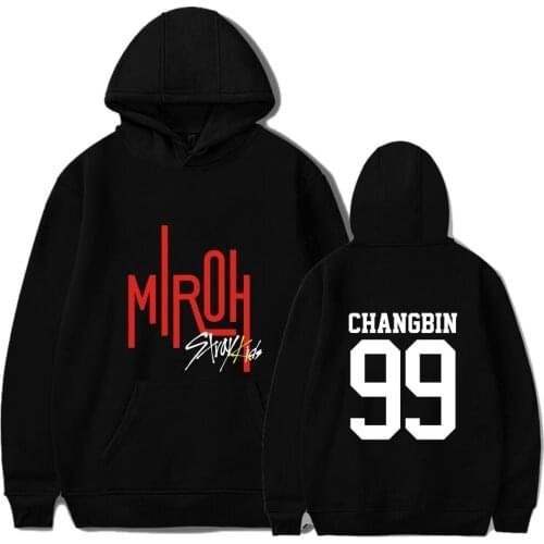 New arrival stray kids new album MIROH Hoodie Casual Loose Hooded Clothes Pullover kpop Printed Long Sleeve Sweatshirts