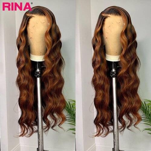 Anya Wig Highlight 30 Lace Front Wig Pre Plucked Wave Human Hair Wig Transparent Lace 30inch Peruvian Remy Hair For Black Women