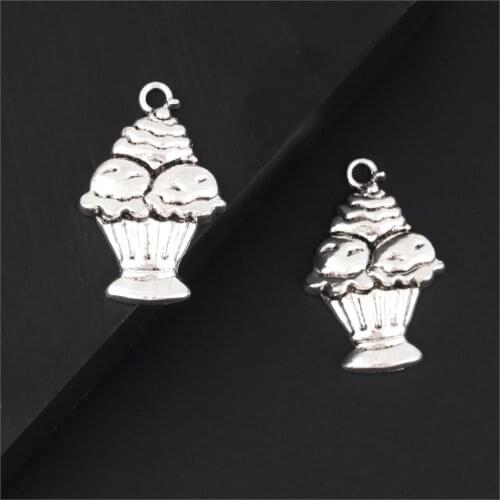 10Pcs Silver Color Dessert Cupcake Charms Making Food Baking Pendant Fork Kids Gift Necklaces Earrings Jewelry 28X18mm A3308