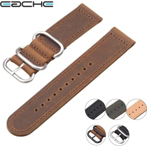 Eatche Handmade Nature Leathe Genuine Leather Watch Bandr Strap Two Parts ZULU 20mm 22mm 24mm In Stock Black Green Brown Yellow