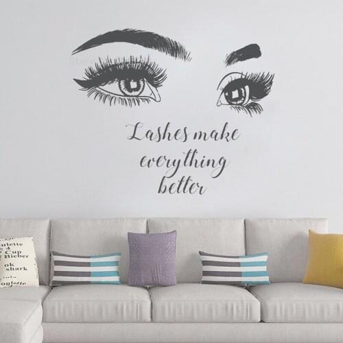 Eyelashes Wall Decal Eyelashes Eye Sticker Girls Eyes Eyebrows Decal Brow Bar decal Beauty Salon Decal Make Up Decal LL036