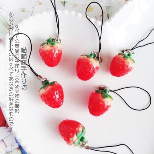Cute Strawberry Heart Smart Phone Strap Lanyards for iPhone/Samsung Case Strap Kawaii Decor Mobile Phone Strap Rope Phone Charm