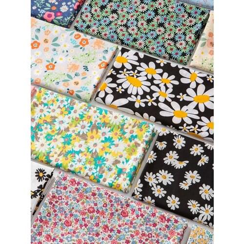 Width 59'' Summer Poplin Printed Cotton Fabric By The Half Yard For Dress Shirt Baby Pajamas Material