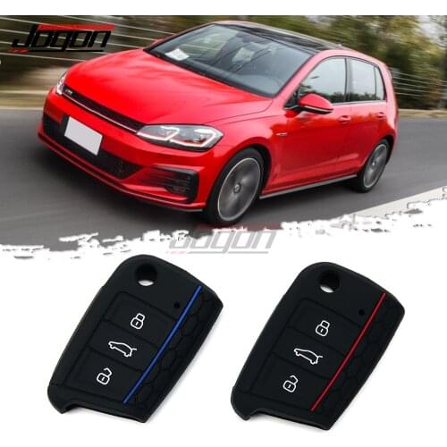 Car Silicone Remote Smart Key Case Key Fob Holder Cover Trim For Volkswagen VW Golf 7 MK7 GTI Golf 7.5 Car Accessories
