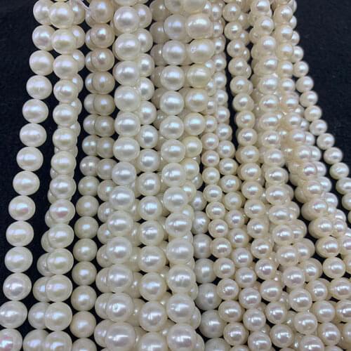 Top AAAA Near Round White Natural Freshwater Pearl Beads For Jewelry Making DIY Bracelet Necklace 7 8 9 10 11MM