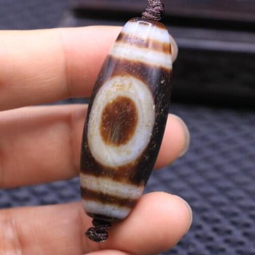 Treasure Magic LKbrother Top Quality energy Tibetan Old agate HEAVEN&EARTH Totem dZi Bead 50*20mm TTT