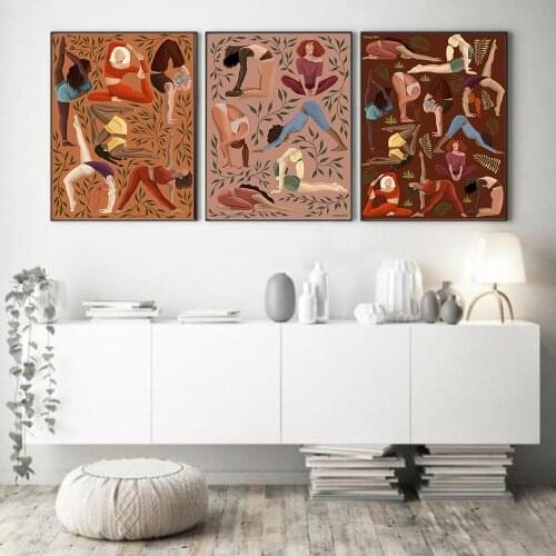 Vintage Yoga Moves Poster Canvas Art Prints Yoga Room Wall Decor Girls Fitness Gifts Gym Retro Painting Pictures For Home Decora
