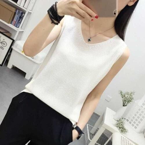 2019 New Fashion Spring Summer V-Neck Women Tank Tops Sexy Slim Ladies Vest Casual Solid Color Sleeveless Tank Top Tee Plus Size
