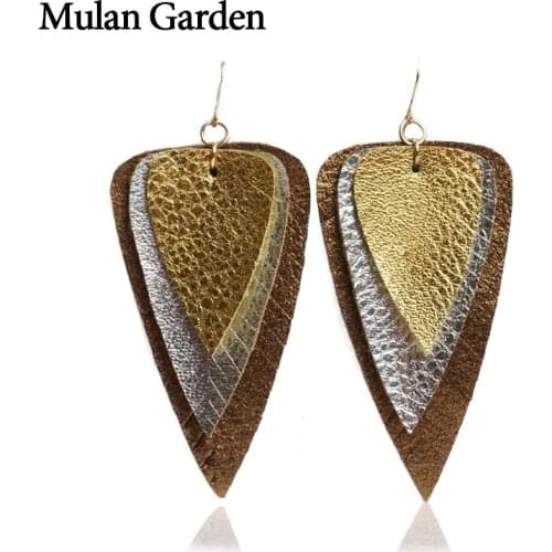M&G PU Layered Leather Earrings for Women Trendy Statement Drop Earrings Fashion Jewelry Women Accessories 2019 New Wholesale
