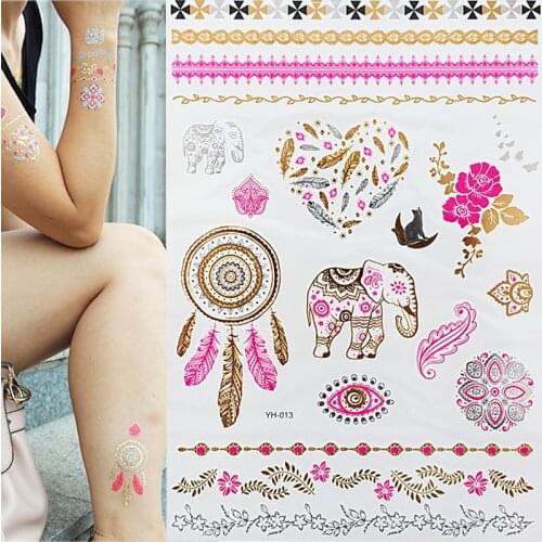 1pcs Tattoo Sticker Long-Lasting Temporary Gold Foil Temporary Tattoos for Women
