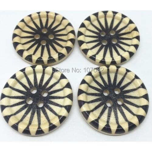 200pcs Black Natural Wooden Buttons Embellishment 30mm Sewing Garment Button DIY Crafts Shoe Decoration