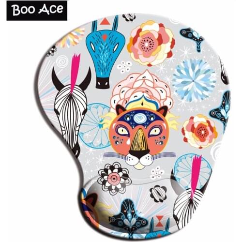 Floral & Tiger Pattern 3D Mouse Pads with Silicone Gel Wrist Rest Gaming Mousepads 2Way Fabric