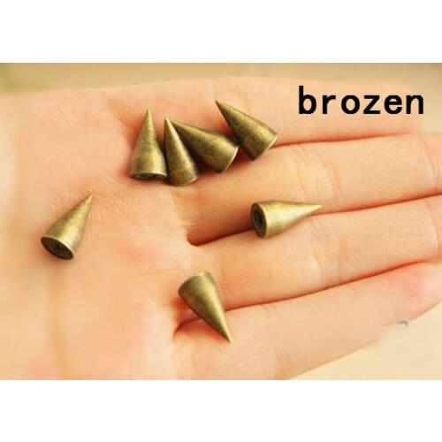 50sets 7*14mm Bronze Alloy Rivet Punk Rock Bullet Spikes and Studs For Clothing Cone Spike DIY Rivets Leather craft