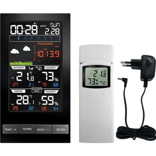 Wireless Weather Station Indoor Outdoor Thermometer Color Forecast Digita Station Alarm with Temperature/Humidity/Barometer