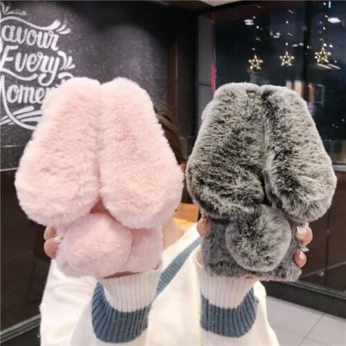 Fluffy Bunny Case For Huawei Nova 8 SE 5T P40 lite e 9X honor 30 10 9 9A 8X 8S V9 Y6p Y9 Prime 2019 P Smart Z Phone Rabbit Cover