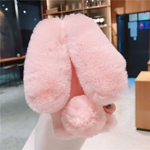Rabbit Ears fur fluffy Bunny cover phone Case For Xiaomi Redmi Note 10 Pro Max 10s 9 8 7 4 4x 6a 9a Redmi 5 Plus Y3 POCO X3 Case