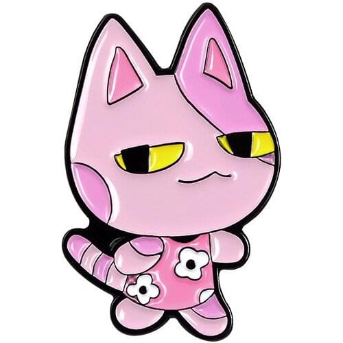 Cute Cat Enamel Pin Custom Pink Dress Brooches for Shirt Lapel Bag Cartoon Badge Animal Jewelry Gift Kids Friends