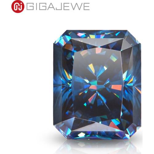 GIGIGAJEWE Customized Radiant Dark Blue Color VVS1 Natural Growth Moissanite Loose Diamond Test Passed Gemstone For Jewelry Make