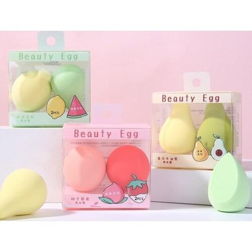 2pcs Makeup Sponge Blender Cosmetic Puff For Foundation Concealer Cream Make Up Soft Cute Fruit Dry And Wet Dual Use Sponge