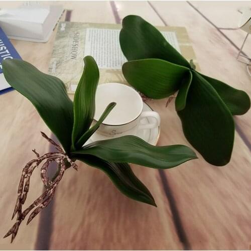 Artificial Plant Leaf Real Touch Phalaenopsis Orchid Plastic Leaves Fake Plant Green Leaf Decorative Plant Simulation Leaf