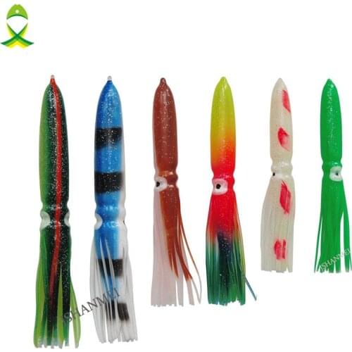 JSM 6pcs/lot soft Fishing Lures Saltwater jig skirt Fishing bait For Trolling jigging fishing plastic lures