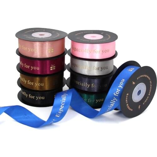 5M/lot 25mm(1")Ribbon Letter Satin Ribbon "Happy Especially For You" Printed Ribbon Decorative Silk Ribbon For Wedding Birthday