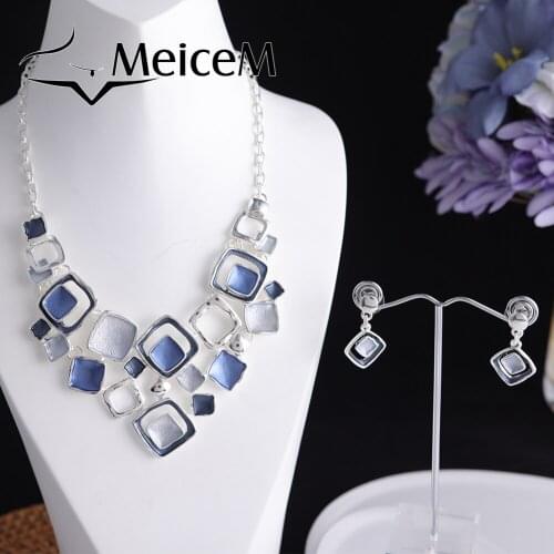 MeiceM 2021 Hot Fashion Necklace Sets Charming Chain Necklaces Geometric Round Choker Necklace for Women Girls Christmas Gifts
