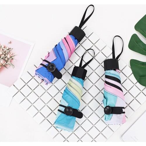 Mini Pocket Umbrella Anti-UV Small Umbrellas Women Kids Girl Waterproof Sun Parasol Convenient Travel Bag Vinyl Umbrella