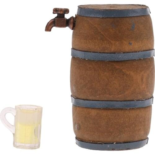 1:12 Scale Dollhouse Miniature Furniture Beer Mug Wood Beer Barrel Bar Accs 4pcs