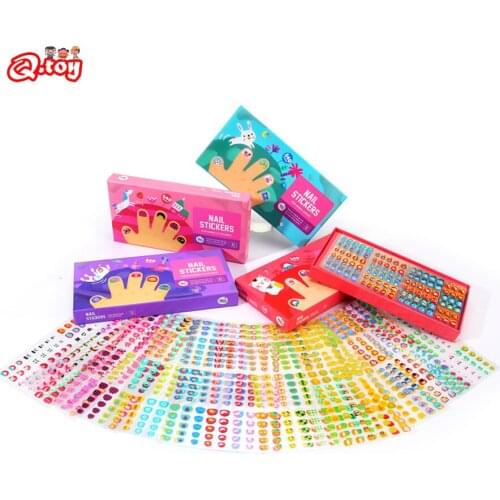 Kids Nail Sticker Set Animals Cartoon Adhesive Manicure Foil Makeup Toys Pretend Play Nail Sticker Decals Toys for Girls