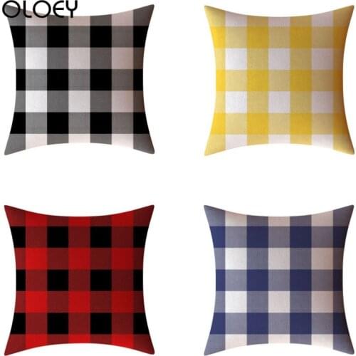 Plaid Style Peach Skin Pillowcase Square Pillowcase Home Linen Pillowcase Home Bedroom Decorative Cushion Cover 45 * 45cm