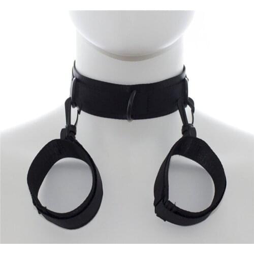 Nylon Belt Neck Collar Handcuffs Adult Games Erotic Cosplay Hand Cuffs Slave BDSM Bondage Restraints Fetish Sex Toys For Couples