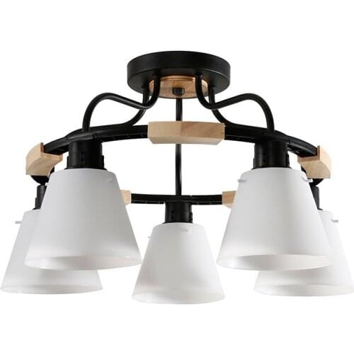 Nordic LED Light Wooden Chandelier Lights E27 With PVC Lampshade For Living Room Lighting Fixtures 220V 110V Light