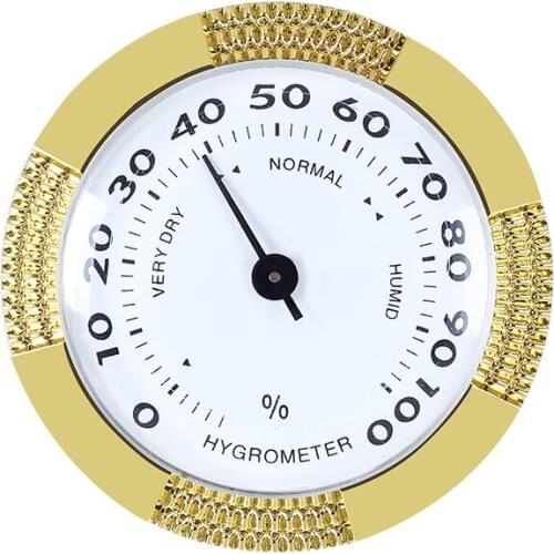 New 1pcsTobacco Cigar Case Humidor Gold Quality Analog Cigar Hygrometer Round Glass for 58mm Metal H600