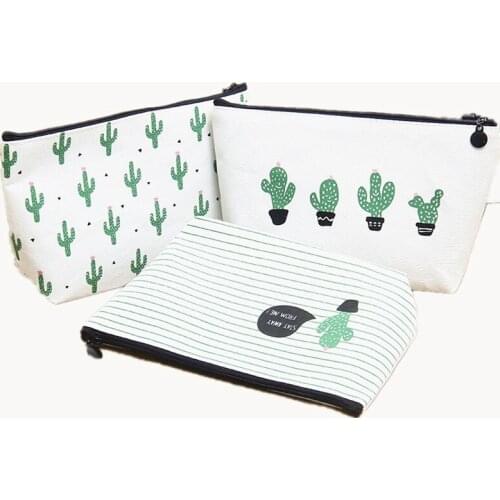 Pencil pouch Stationery Pencil bag For Students Girls Women Travel Cactus Cosmetic Bags Toiletry Make Up Wash Organizer Pouch
