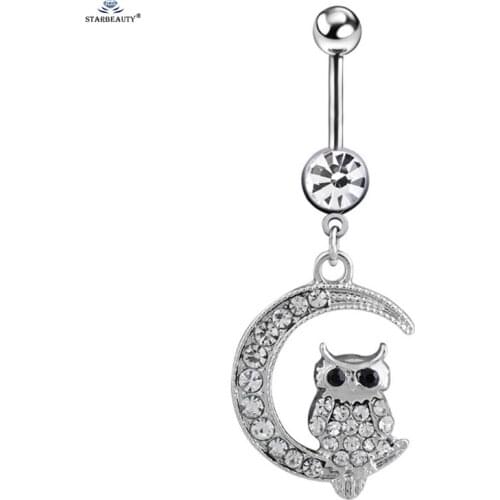 Starbeauty White Bijoux Moon Navel Piercing Ombligo Women Owl Belly Piercing Nombril Belly Button Rings Pircing Summer Jewelry