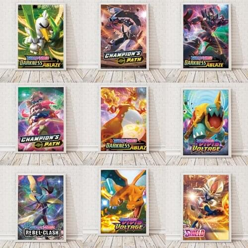 Pokemon Poster TAKARA TOMY Sun & Moon Sword Shield Evolutions Canvas Painting Mural Child Room Decoration Kids Gift