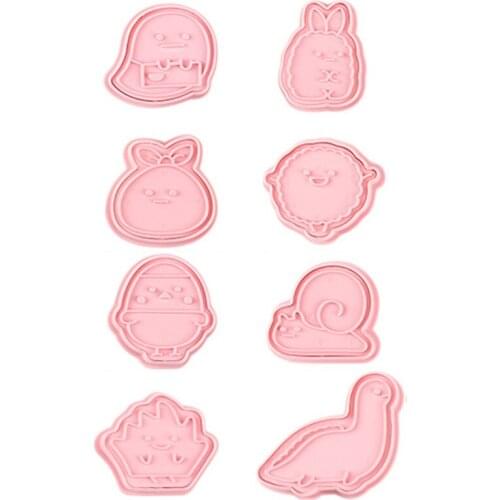 Drop Shipping 8 Pcs Cartoon Animal Cookie Cutters Fondant Cutters Plunger Cookie Stamps Baking Mold Cake Decorating Tool