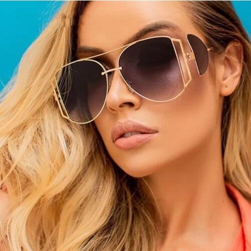 Oversize brown Sunglasses Women 2020 Luxury Brand Vintage Steampunk Sun Glasses Black Side Shield Men Shades Pilot Style UV400