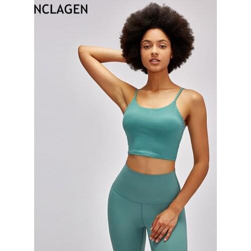 NCLAGEN Sports Bra High Support Impact Yoga Padded Crop Top Women Gym Push Up Underwear Training Solid Halter Workout Tank Top
