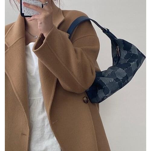 Large-capacity bag 2021 new trendy messenger retro denim bag college student class shoulder bag