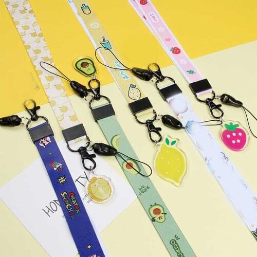 Universal Cartoon Cute Fruits Broadband Fabric Adjustable Mobile Phone Lanyard for iPhone 11 Xs Lanyard Neck Strap Hang Rope