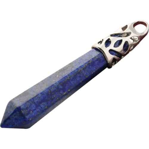 2019 Fashion natural Lapis Lazuli Long Pendulum Pendant for Women Mens Jewelry Necklace Crystal Quartz Charms Best Friends