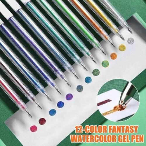 12 Colors Glitter Gel Pen Set Children Drawing Color Highlighter for Coloring Books Craft Doodling Painting NK-Shopping