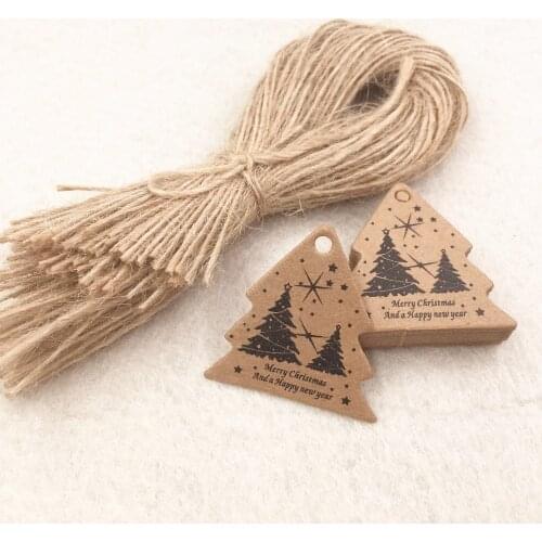 200pcs Paper Merry Christmas Gift Tags+200pcs Strings DIY Gift boxes/Wedding Candy Box Packing Tags Handmade Cupcake Labels