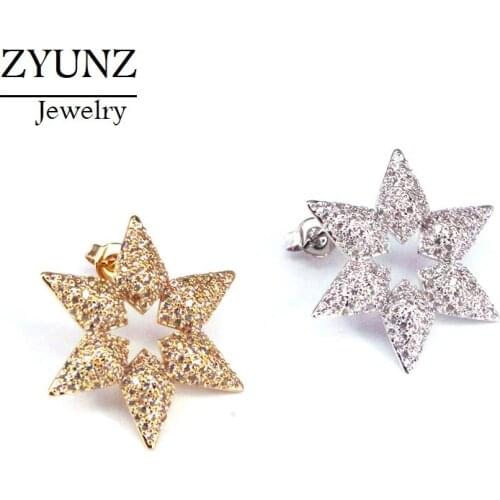 4 Pairs, Romantic Metal Star For Women Girl Stud Earrings Luxury Fashion Jewelry Party Accessories Gifts