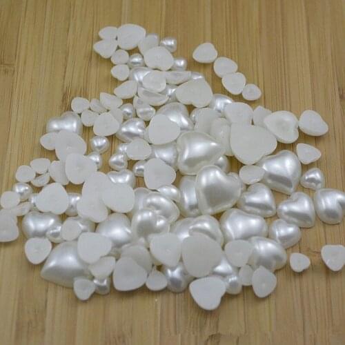 5 size Korean ABS Plastic Beads heart-shaped Imitation Pearl Beads Flat Back Beads For Jewelry Making Findings DIY Accessories