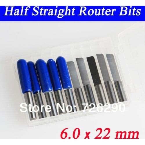 5pcs 6*22mm Straight Flute Milling Cutters CNC Engraving Tools Wood Router Bits Carving Foam Carbide End Mills