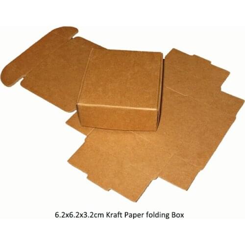 50pcs 6.2x6.2x3.2cm Kraft Paper Box Wedding Gift Packaging Box For Candy Jewelry Handmade Soap Bakery Cake Cookie Chocolate Box